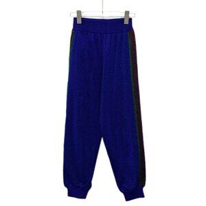 CW0630 Gucci Womens Shimmering Blue Jogger Pants With Side Stripes & Logo Detail